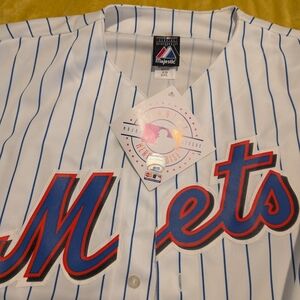 Majestic New York Mets Blue Pinstripe Jersey